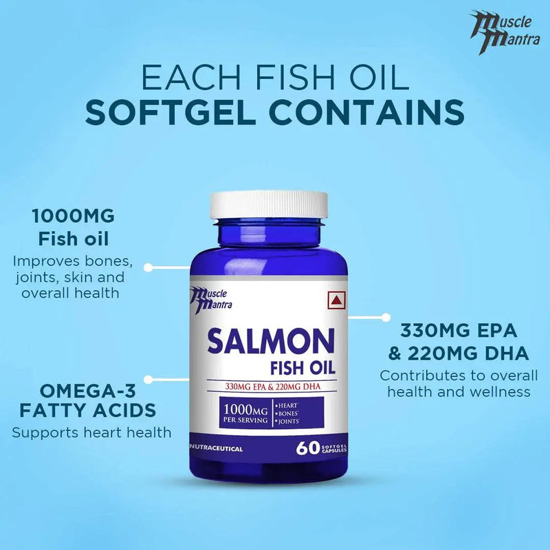 Muscle Mantra Salmon Fish Oil 1000MG - 60 Softgel Capsules - Halt