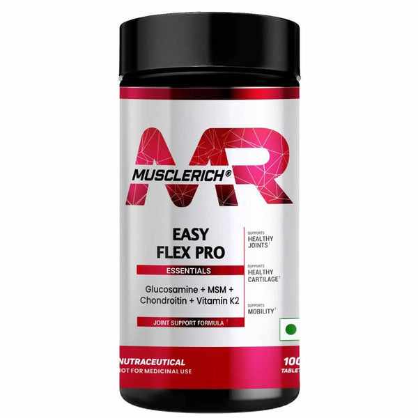 MuscleRich Easy Flex Pro - Joint Health supplement with glucosamine, MSM, chondroitin, and vitamin K2 for joint mobility and strength. 100 tablets.